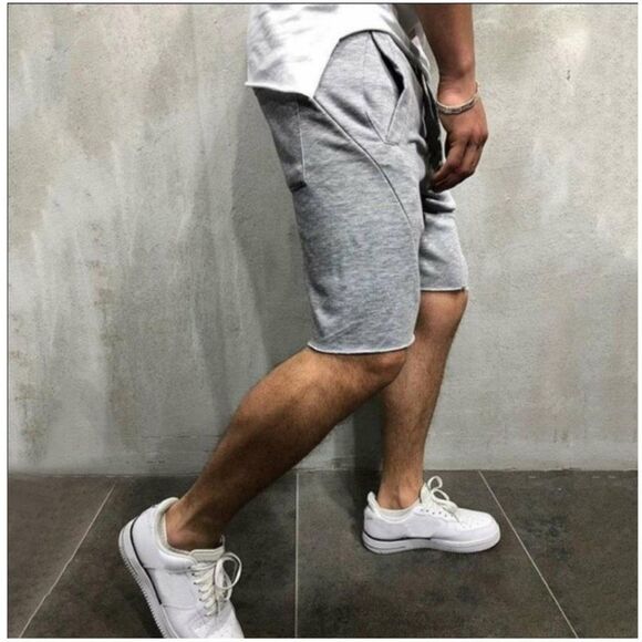 Men's Gray Medium Gym Workout Jersey Knit Shorts - Picture 3 of 7
